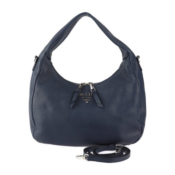 PRADA Navy Leather Shoulder Bag - Picture 1 of 10